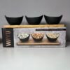 Set 3 Bowls de Cerámica + Bandeja de Bamboo