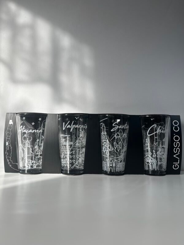 Vasos Set 4 Vasos Piscoleros Ciudades Chile